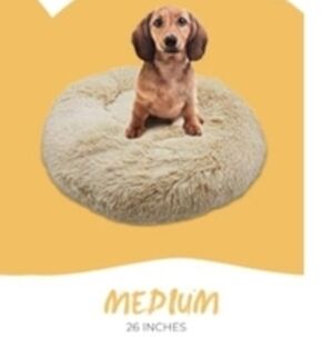 Cozy Calming Dog Bed, Beige, Med, 26", NIB